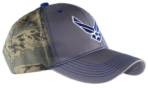 Left side view of Air Force cap featuring embroidered wing emblem and structured front panel.