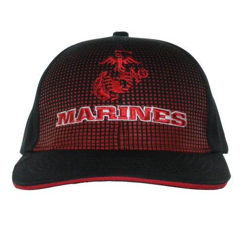 Front view of US Marines folding dress cap featuring fully embroidered Marines logo.