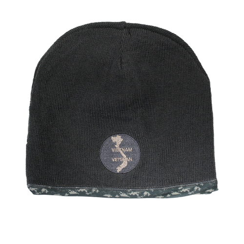 Front view of Vietnam Veterans reversible beanie featuring embroidered Vietnam Veteran logo.