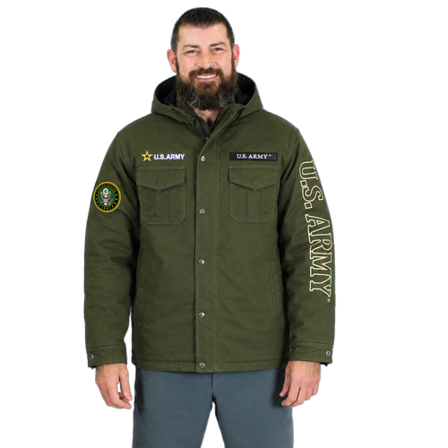U.S. Army Insulated Canvas Jacket | Embroidered Military Cold-Weather Jacket
