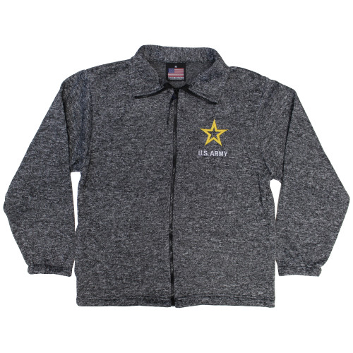 Made in the USA US Army Herringbone Tweed Fleece 1/4-Zip Jacket | Embroidered Army Star