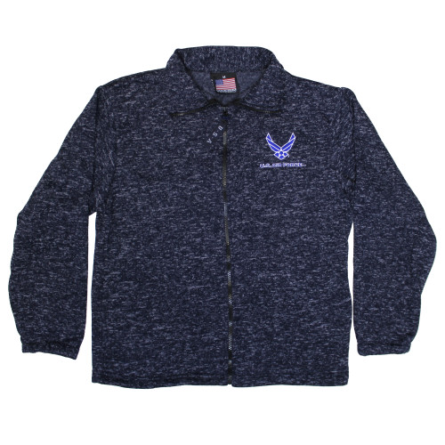 Made in the USA US Air Force Herringbone Tweed Fleece Zip-Up Jacket | Official USAF Licensed Outerwear