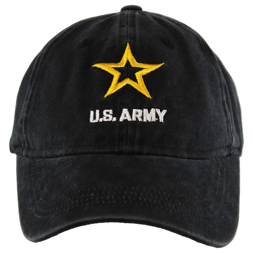Front view of US Army Pigment Hat featuring embroidered Army emblem and pigment-washed finish.