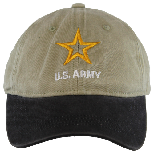 Front view of U.S. Army Two-Tone Pigment Cap featuring embroidered Army emblem and pigment-washed finish.