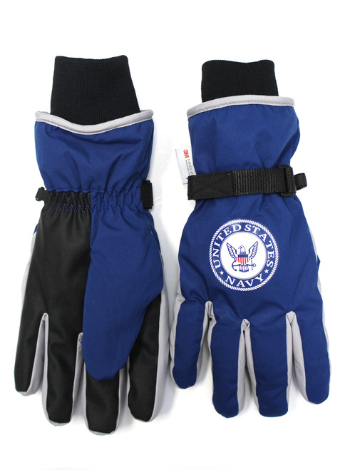 Palm side of U.S. Navy Ski Gloves with textured grip for secure hold in winter conditions.
