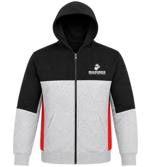 US Marines Color Block Full Zip Hoodie
