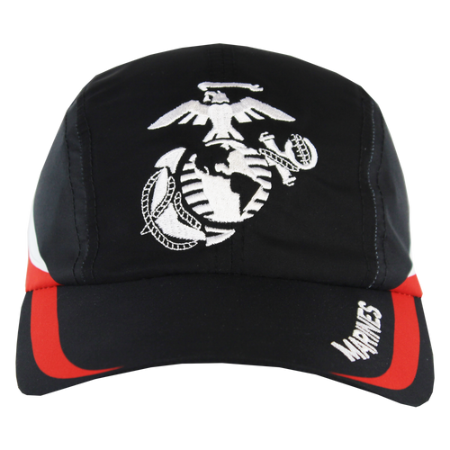 Front view of U.S. Marines Microfiber Cap with USMC embroidery on lightweight crown.