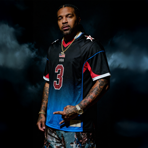Front view of LIL’ FLIP ‘THANK A VET’ Football Jersey featuring patriotic graphics and bold military tribute design