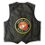 Back view of U.S. Marines Leather Vest with large 3D embroidered Marine Corps emblem and soft leather finish.