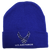 Front view of U.S. Air Force Embroidered Logo Beanie featuring official Air Force emblem stitched on royal blue knit fabric.