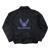 Back view of U.S. Air Force Leather Jacket displaying large 3D Air Force eagle emblem and text on upper back.