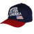 Side view of Made in the USA American Flag Screen Printed Cap showing curved brim, printed flag design, and reinforced stitching