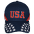 Front view of Navy Stars & Stripes Cap with 3D USA embroidery and white stars.