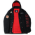 Front view of U.S. Marines Hooded Canvas Jacket featuring thermal hood lining and printed USMC graphic.