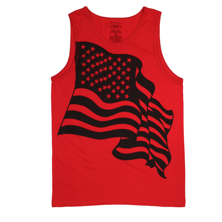 Front view of Made in the USA U.S. Marines Flag Tank Top featuring bold American flag design.