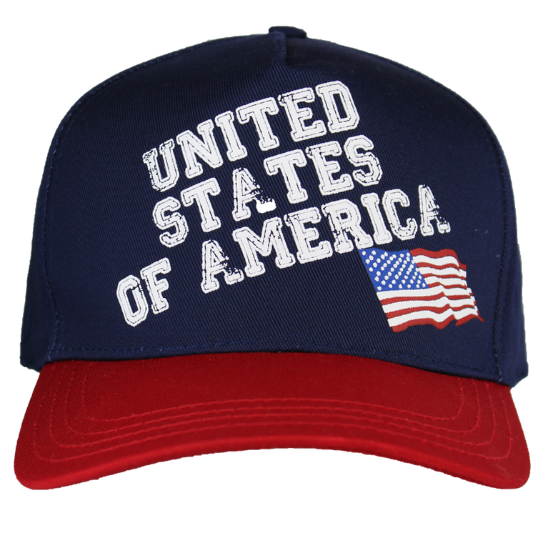 Front view of Made in the USA American Flag Screen Printed Cap featuring bold U.S. flag design.