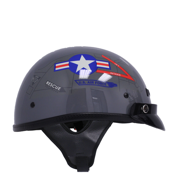 U.S. Air Force Motorcycle Half Helmet | DOT-Approved Patriotic Biker Helmet   3D Military Wear