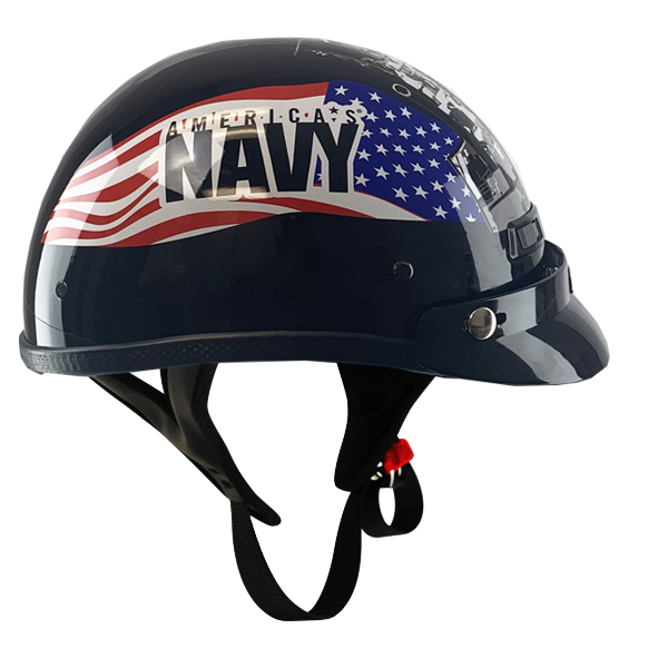 U.S. Navy Motorcycle Half Helmet | DOT-Approved Patriotic Biker Helmet 3D Military Wear U.S. Navy Motorcycle Half Helmet | DOT-Approved Patriotic Biker Helmet 3D Military Wear