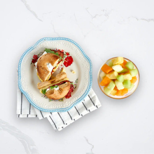 Bacon and Egg Bagel Sandwich with Fruit - Seattle Sutton's Healthy Eating Bacon and Egg Bagel Sandwich with Fruit - Seattle Sutton's Healthy Eating