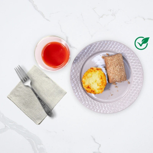 Swiss Cheese Egg Bake with Roll and Tomato Juice - Seattle Sutton's Healthy Eating