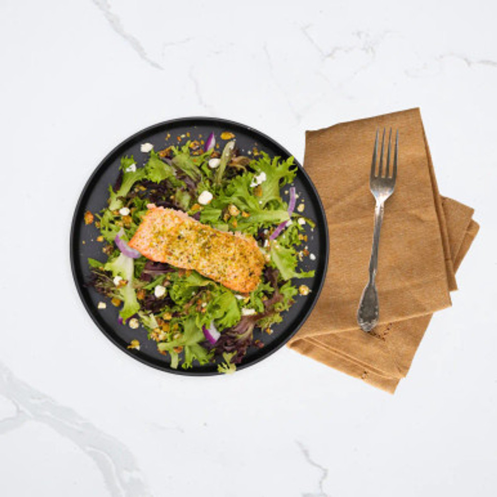 Salmon and Goat Cheese Raspberry Vinaigrette Salad - Seattle Sutton's Healthy Eating