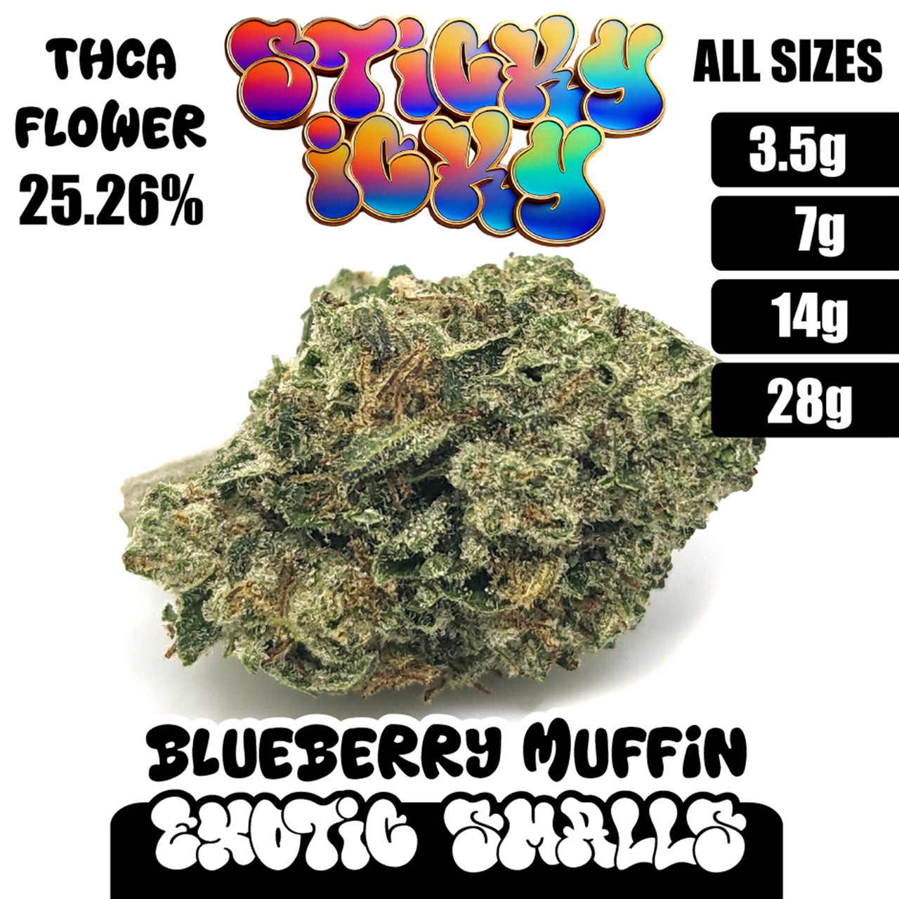 Sticky Icky - THCA Exotic Smalls Flower - Blueberry Muffin [Indica]