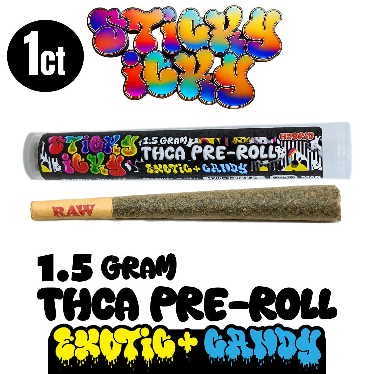 Sticky Icky - THCA Pre-Rolls 1.5g Single - Exotic Plus Candy - All Strains
