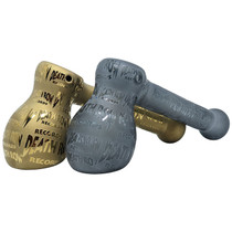 Death Row - 6" Full Metallic Etched Hammer Hand Pipe - Gold or Smoke
