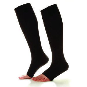 Open Toe Compression Socks - Large, Black - Cotton & Lycra - 30-40mmHg