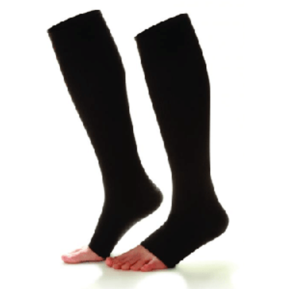 Open Toe Compression Socks - Black XL - Breathable Cotton Blend