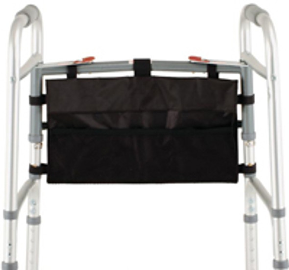 Black Nylon Walker Bag with Pockets - Securely Attaches to Walkers