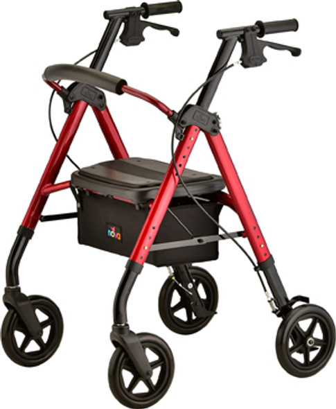 STAR 8 DX Rollator - Red: Adjustable, Durable, & Safe (350 lbs)