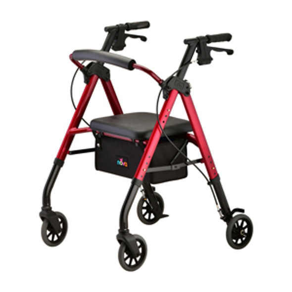 STAR 8 Petite Red Rollator: Compact, Lightweight & Sturdy, 300lb Capacity