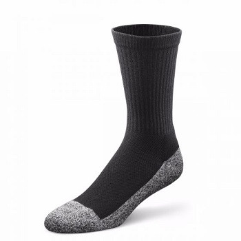 Diabetic Extra Roomy Crew Socks - Black (Small) - Breathable & Moisture-Wicking