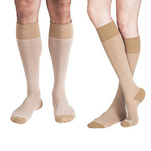 Herringbone Compression Socks - 20-30mmHg, Sand, Small