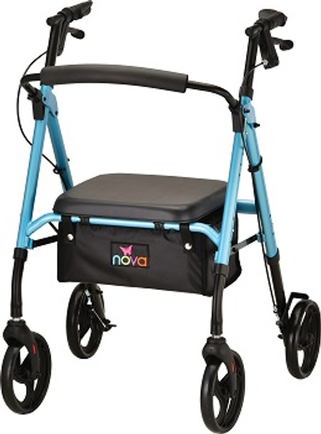 STAR 8 Rolling Walker - Sky Blue: Adjustable Height, Padded Seat, Locking Brakes STAR 8 Rolling Walker - Sky Blue: Adjustable Height, Padded Seat, Locking Brakes