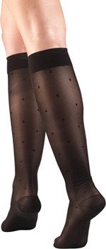 Sheer Dot Knee Highs with Compression - Stay-Up, 15-20 mmHg, Latex-Free