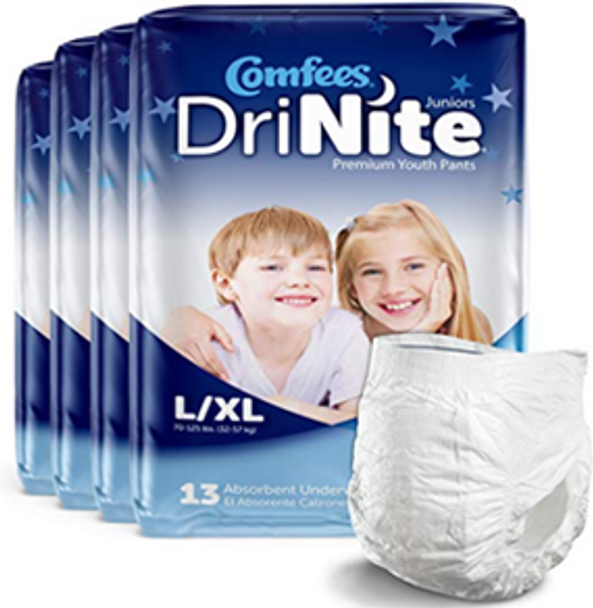 COMFEES Youth Pants L/XL (52 Pack): Nighttime Wetness Protection for Older Kids