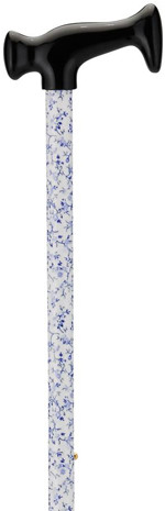 Print Cane-Blue Flowers On White