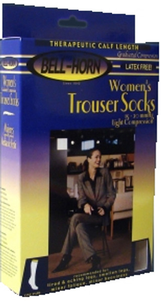 Women's X-Large Sand Therapeutic Trouser Socks (15-20 mmHg) - Non-Slip Lace Top