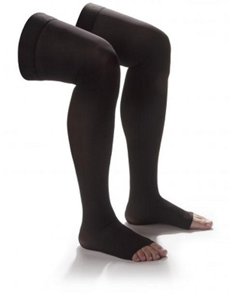 Sheer Open-Toe Thigh-High Compression Stockings - Black XL Sheer Open-Toe Thigh-High Compression Stockings - Black XL