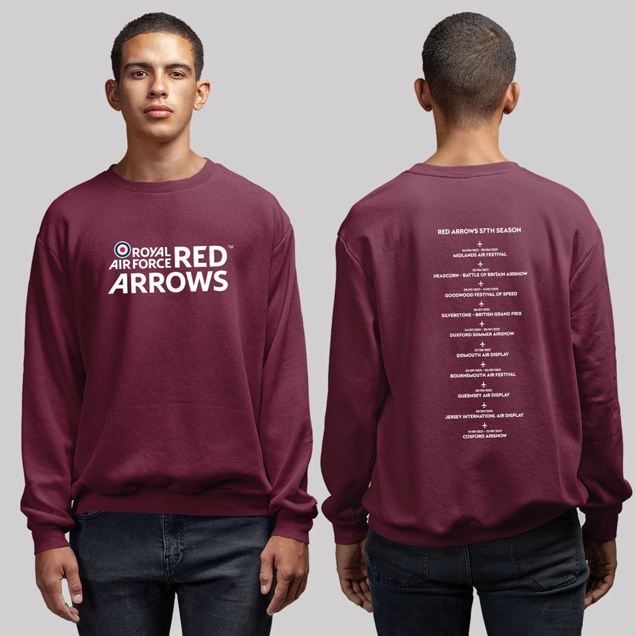 Red Arrows Logo 57th Season Air Show Maroon Sweatshirt