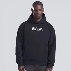 NASA Small White Print Worm Logo Oversized Hoodie