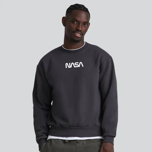 NASA Small White Print Worm Logo Oversized Sweatshirt