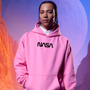 NASA Small Black Print Worm Logo Oversized Hoodie