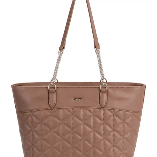 OLA Vegan Leather Quilted Tote Mushroom