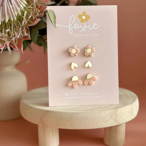 Stud Pack Trio #5 | Pale Pink + Gold
