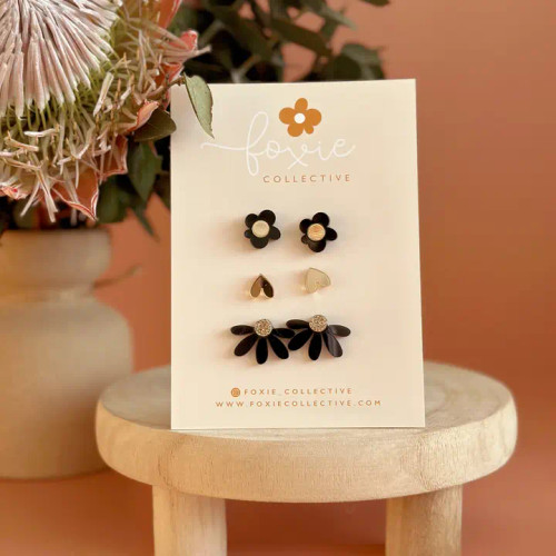 Stud Pack Trio | Black + Gold