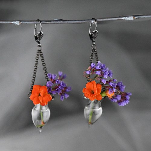 Flower Vase Earrings For Live Plants