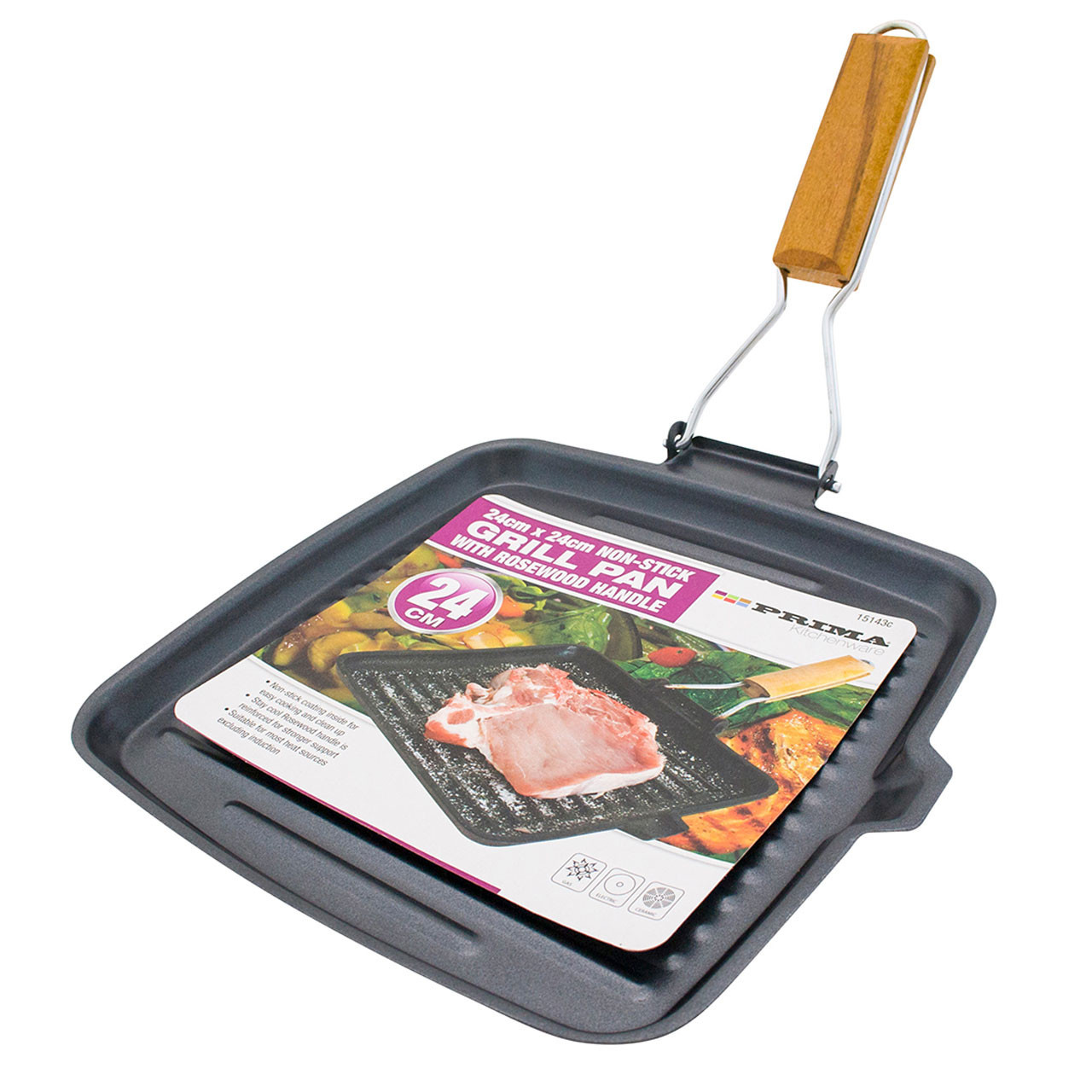 Prima Non Stick Grill Pan with Folding Handle